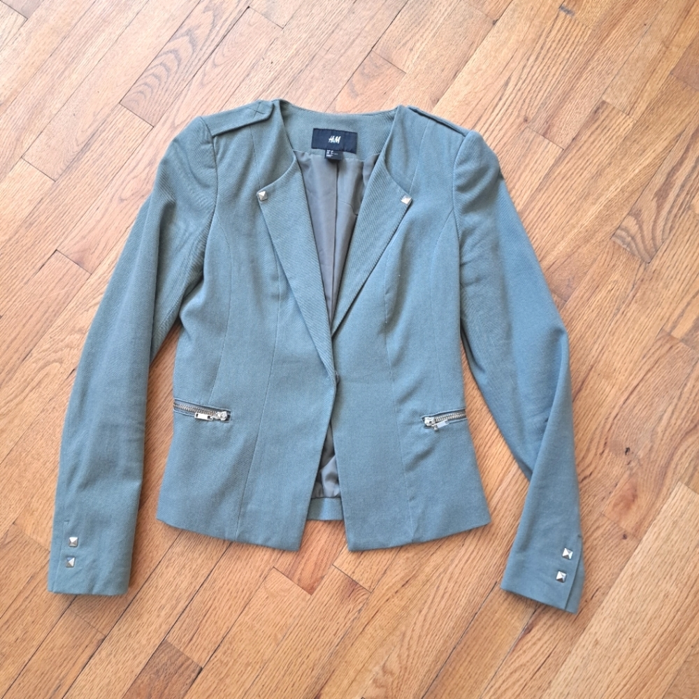 H&M Khaki Green Blazer Sz 4